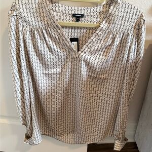 Express Tan and White Relaxed Blouse